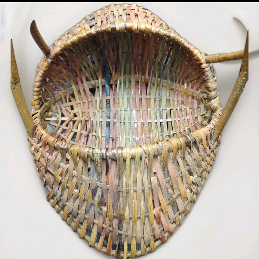 Great Antique/Vtg Ca 1920s? Willow Buttocks Basket Soft Colors Sturdy Handle